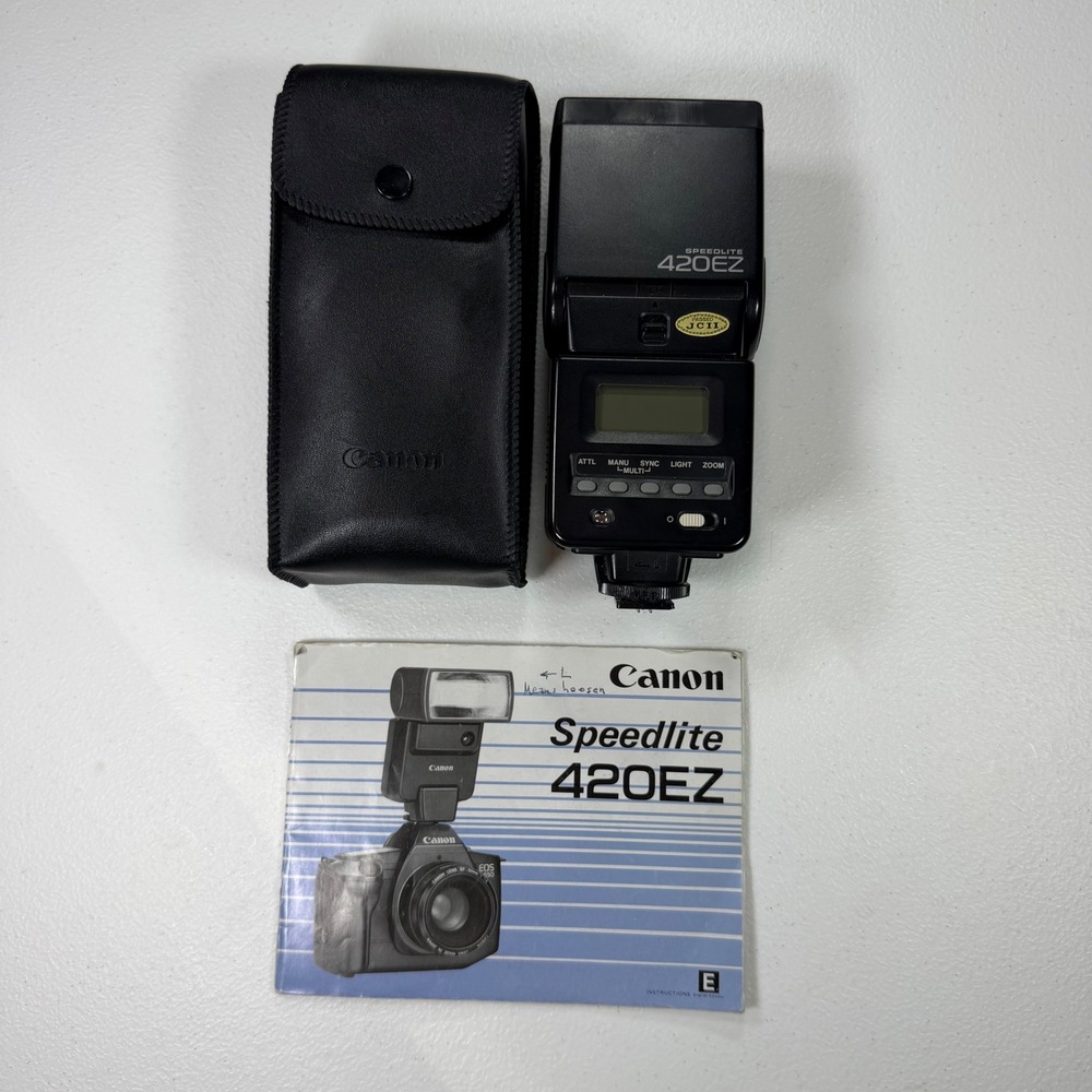Canon Speedlite 420EZ Camera Flash Unisex OS Black Excellent Shoe Mount Case